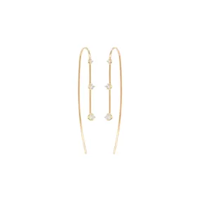 14k Graduating 3 Prong Diamond Wire Earrings