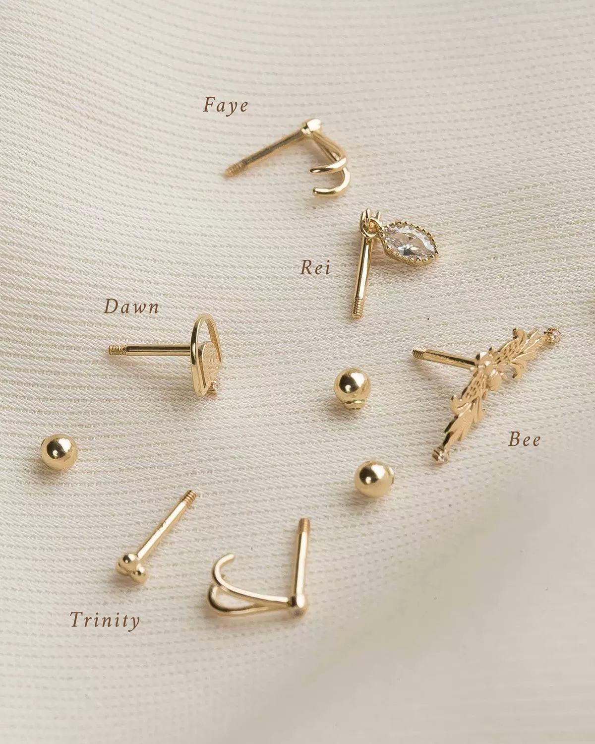 14K Solid Gold Rei Marquise Dangle Single Stud