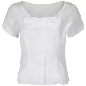 1950s Christian Dior White Cotton Blouse