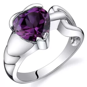 Alexandrite Heart Shape Sterling Silver Ring Size 5