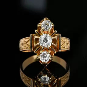 Antique Edwardian 14K Gold 1 Carat Mine Cut Diamond Ring