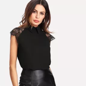 BAD IN BLACK LACE SLEEVES TOP