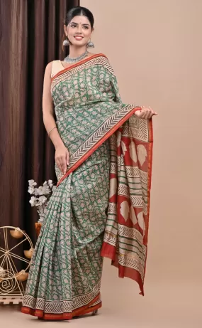 Bagru Print Chanderi Silk Saree (CHSAR46)