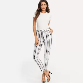 BLACK & PEACH STRIPE ARE SO RIGHT ANKLE PANTS