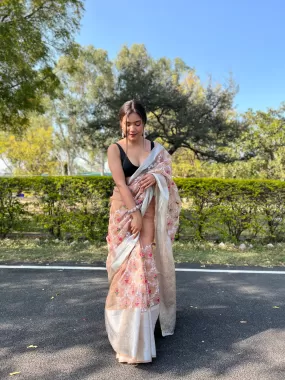 Boutique Style Saree In Peach