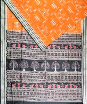 Bronze black silk handloom sambalpuri saree