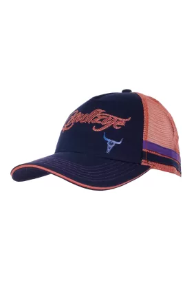 Bullzye Kids Argyle Trucker Cap - Dark Navy/Melon - B3W5920CAP