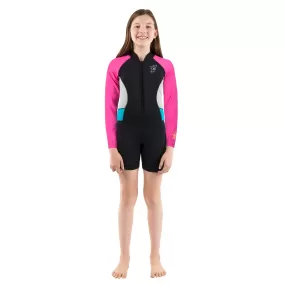 Cadet Kids Long Sleeve Shorty Wetsuit - Hot Pink