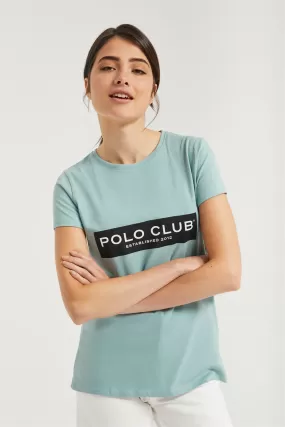 Camiseta azul con print en block Polo Club