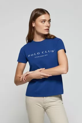 Camiseta azul royal con print icónico Polo Club