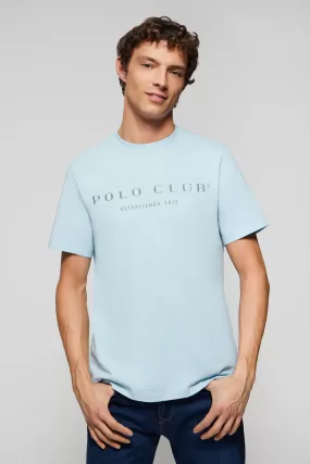 Camiseta básica azul celeste con print icónico Polo Club