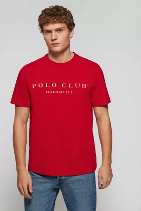 Camiseta básica roja con print icónico Polo Club