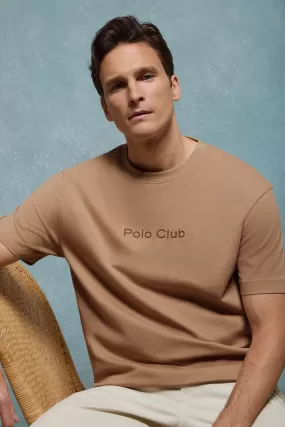 Camiseta marrón suave Saul relaxed fit de acabado peach effect con logo Minimal Combo Polo Club