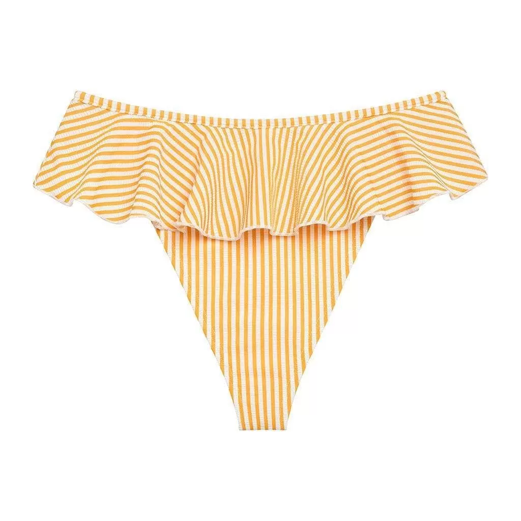 Canary Stripe Tamarindo Ruffle Bikini Bottom