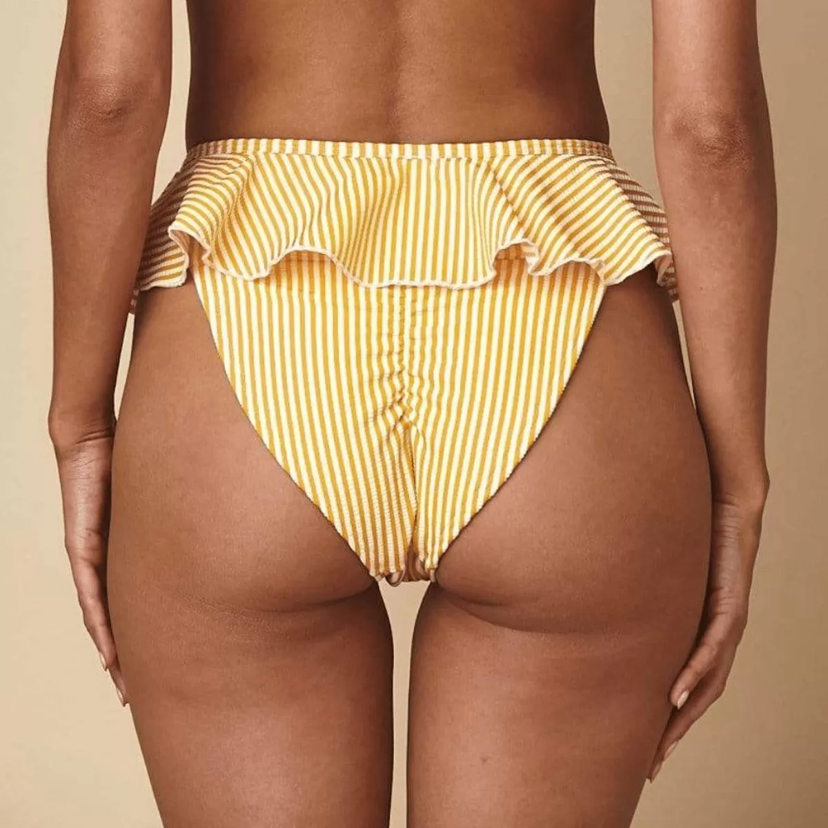 Canary Stripe Tamarindo Ruffle Bikini Bottom