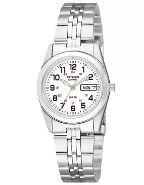 Citizen Quartz Ladies Watch - White Dial - Steel Case & Bracelet - 12/24 Hour