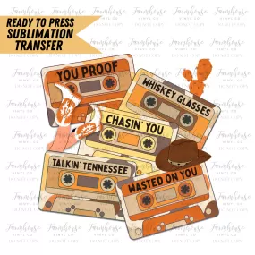 Country Music Tapes Ready To Press Sublimation Transfer Design