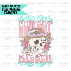 Cowboy Killer Skull Ready To Press Sublimation Transfer