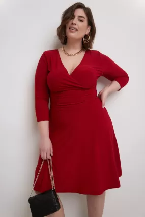 Curvy Form-Fitting Ruched Dress with Tummy Control