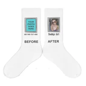 Custom Printed  Framed Photo and Your Text on Socks