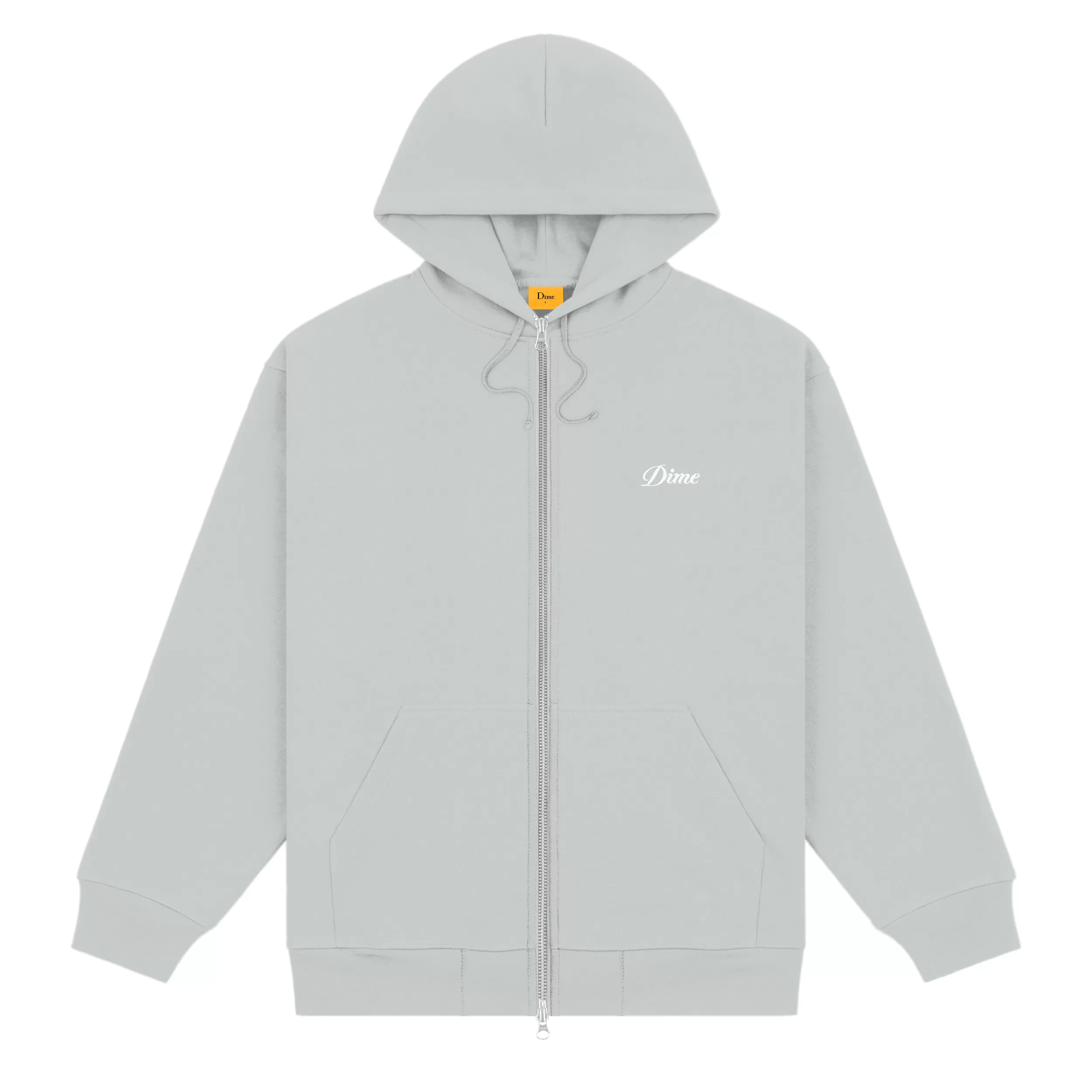 Dime Cursive Zip Hoodie - Stone Silver