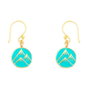 Enamel Charm Earrings - Aqua Mountain Peaks