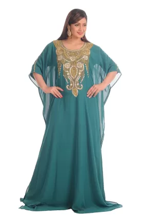 Farasha Boho in Rama Green Embroidered Dress