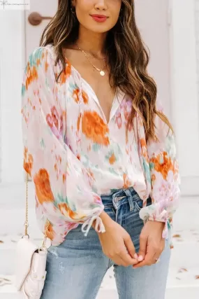 Floral Printed Tie-neck Blouse