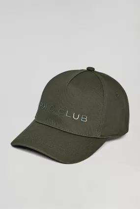 Gorra verde caqui con logo engomado y print Polo Club