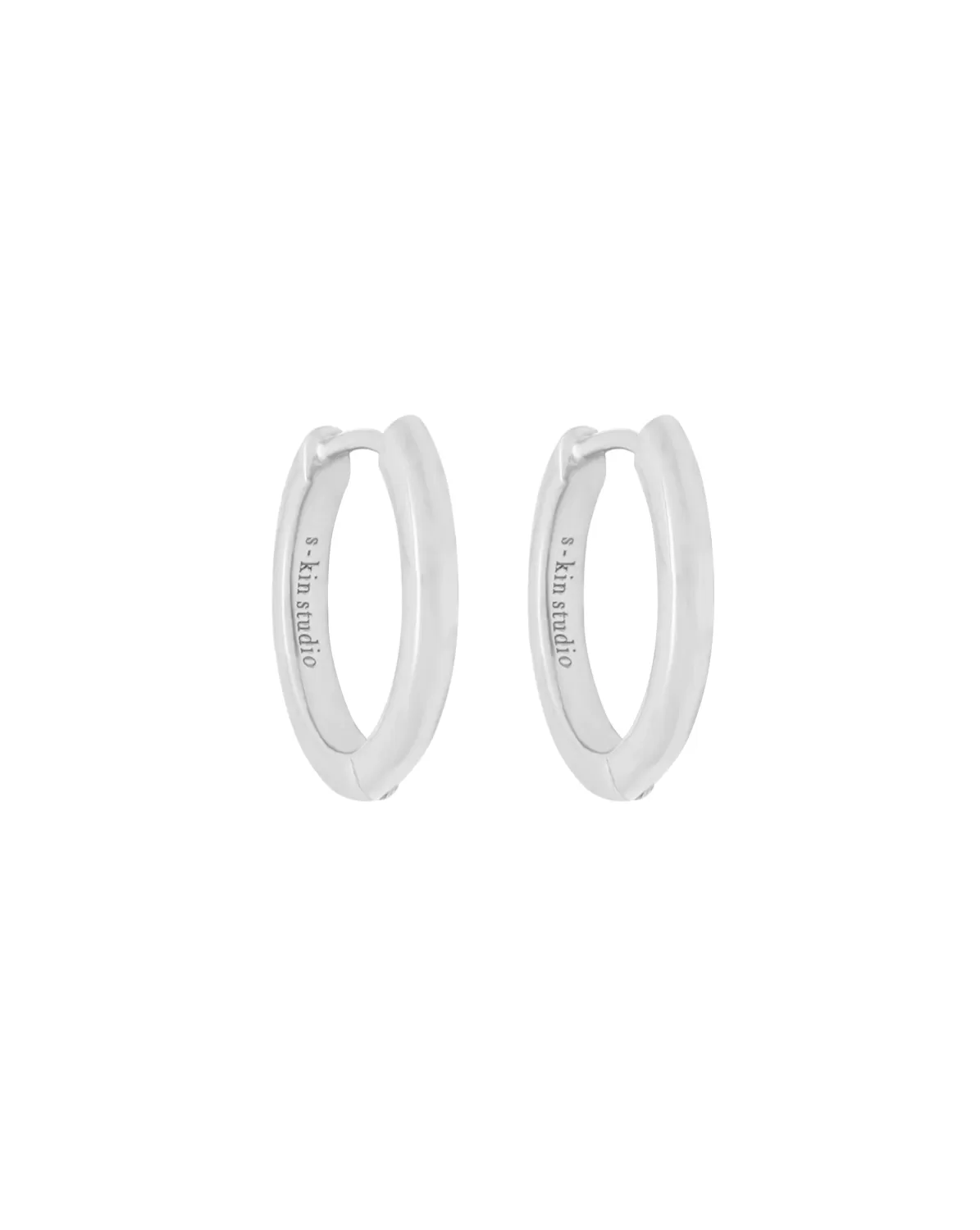 Grace Medium Solid Gold Hoops - White Gold