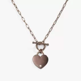 Heart Charm and Crystal Accent Toggle Necklace