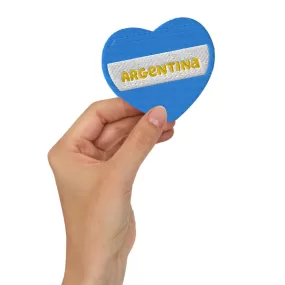 High Quality Heart-Shaped Embroidered Argentina Flag Patch