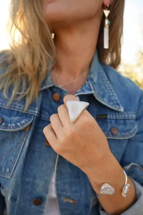 I Am Transforming White Agate Ring