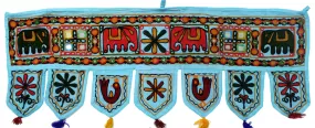 India Wall Door Hanging Toran Indian Tapestry Home Decor (Blue, 34 x 13 inches)