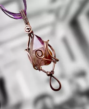 Large Amethyst Wire Wrapped Point Pendant