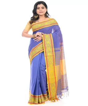 Lavender handwoven cotton shantipuri saree