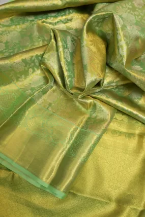 Light Green Color Pure Tissue Kanjeevaram Silk Saree with Allover Jaal Work