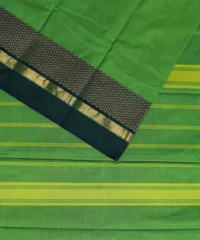 Light green green cotton handwoven chettinadu saree