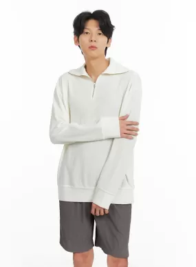 Men's Zip Up Collar Long Sleeve Top IA401