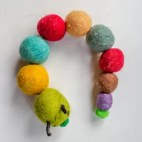 Natural Felted Wool Baby Toy Caterpillar from Handmade Felt