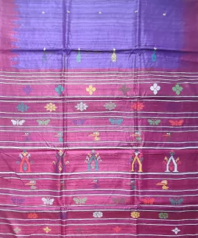 Navy blue purple tussar silk handloom gopalpur saree