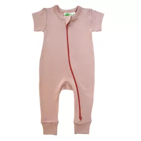 Parade Organics Pale Pink 2-Way Zip Short Sleeve Romper