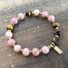 Pink Rhodochrosite and Tigers Eye Self Love and Prosperity Bracelet