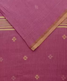 Pink yellow cotton handwoven jamdani saree