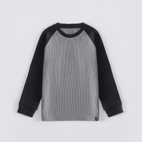 Raglan Waffle Knit Kids Charcoal/Black