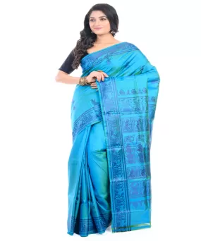 Sky blue handwoven baluchari silk saree