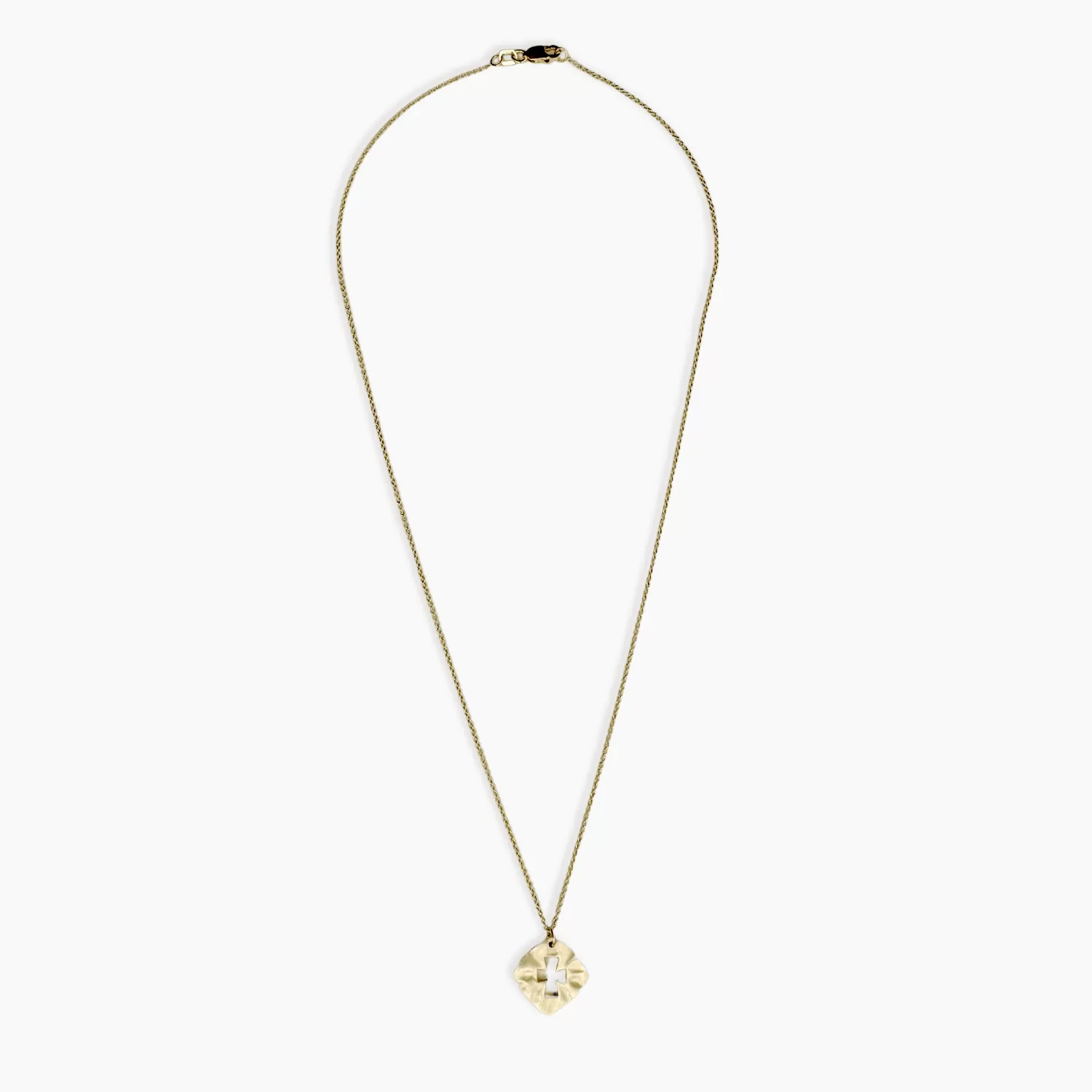 Square Cross Cut Out Necklace 14K Solid Gold