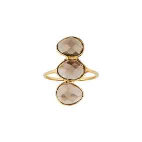 Vama | Trinity Ring | Metal-Sterling Silver | Stone-Smokey Quartz | Finish-Shiny