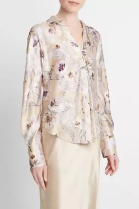 Vince Wildflower Long Sleeve Bias Blouse