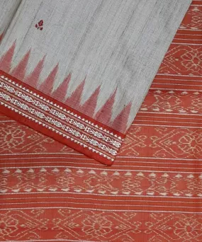 White chocolate tussar silk handloom gopalpur saree